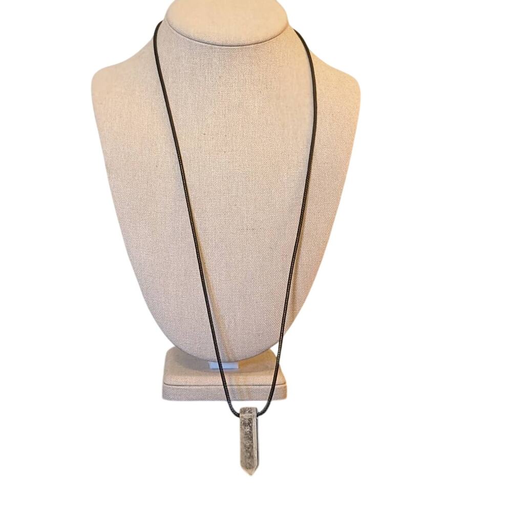 Clear Quartz Pendant on Black Rope